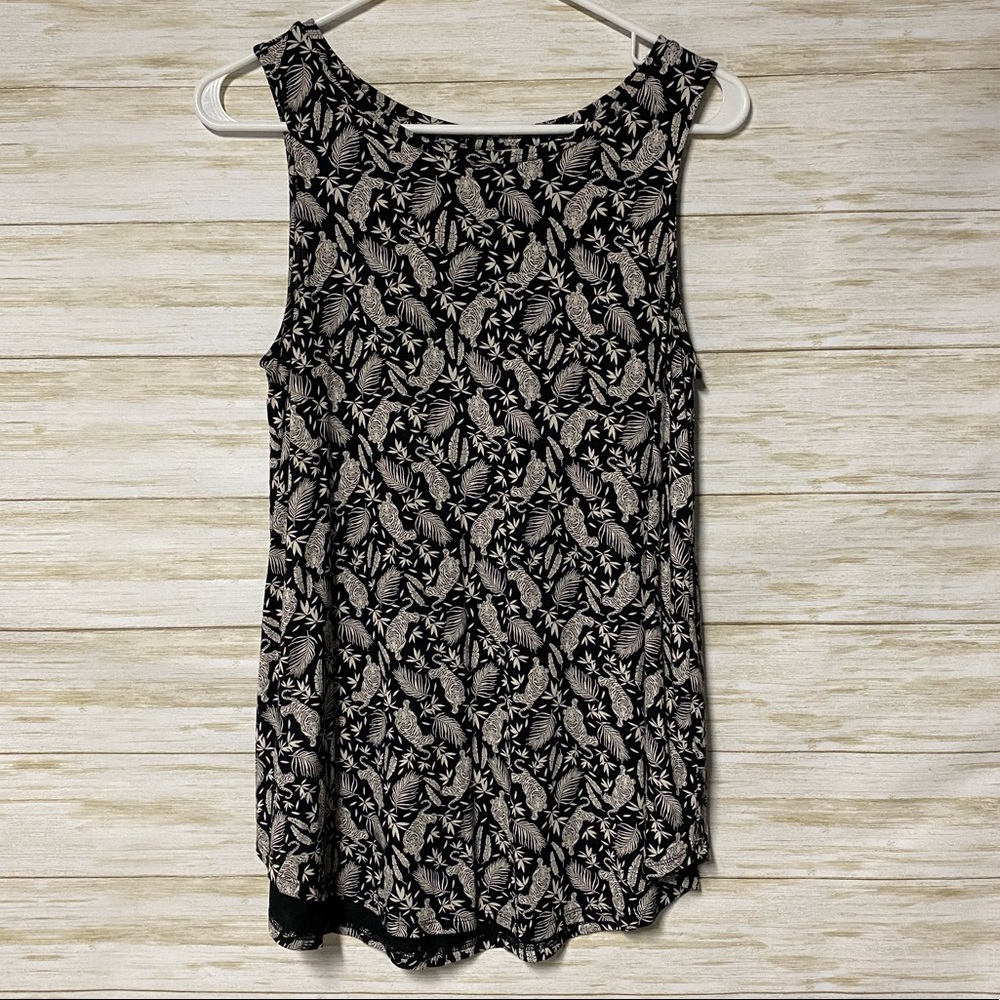 Black and White Tropical Tiger Print Tank Top